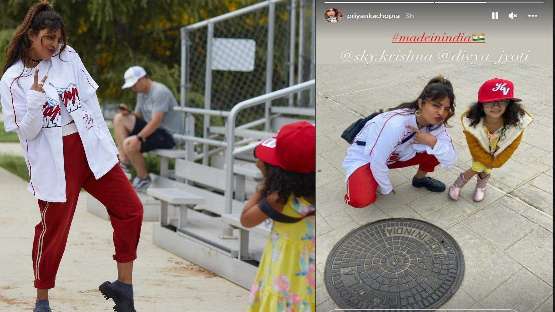 priyanka chopra proudly poses with Los Angeles manhole cover that made in india