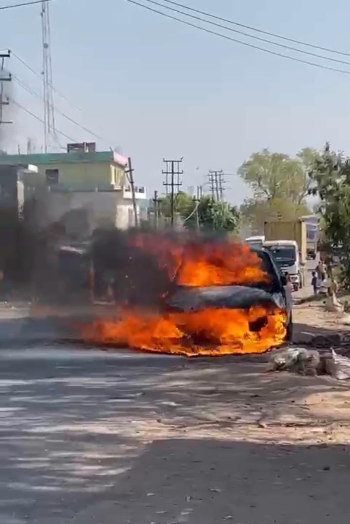 fire in moving car