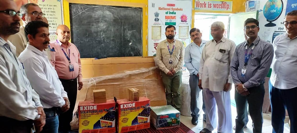 Bank officials gave solar panels to the school