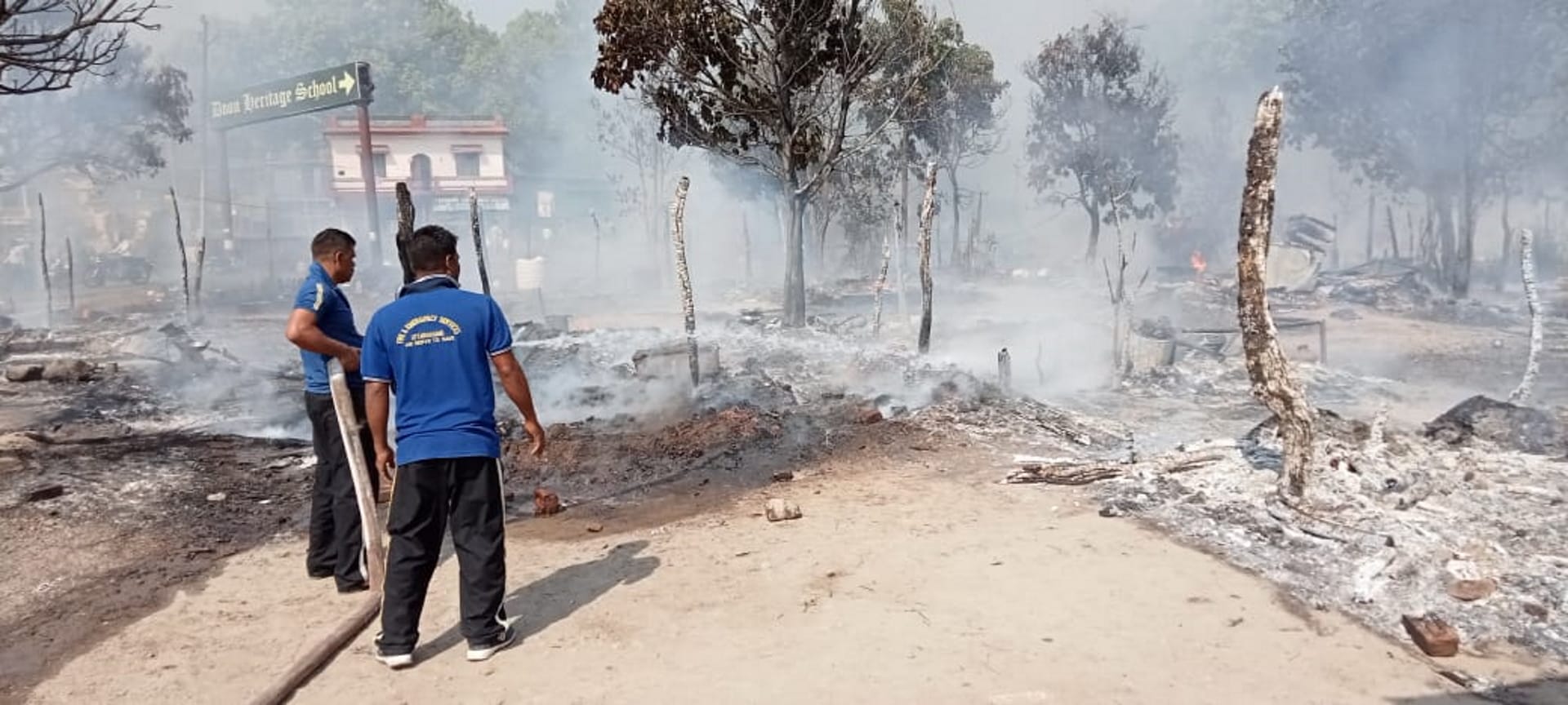 45 huts caught fire due to spark of stove, 40 labor families become homeless