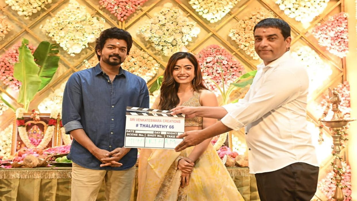 Thalapathy66: rashmika mandanna started the shooting of her second Tamil film see exclusive photos of actress with actor vijay