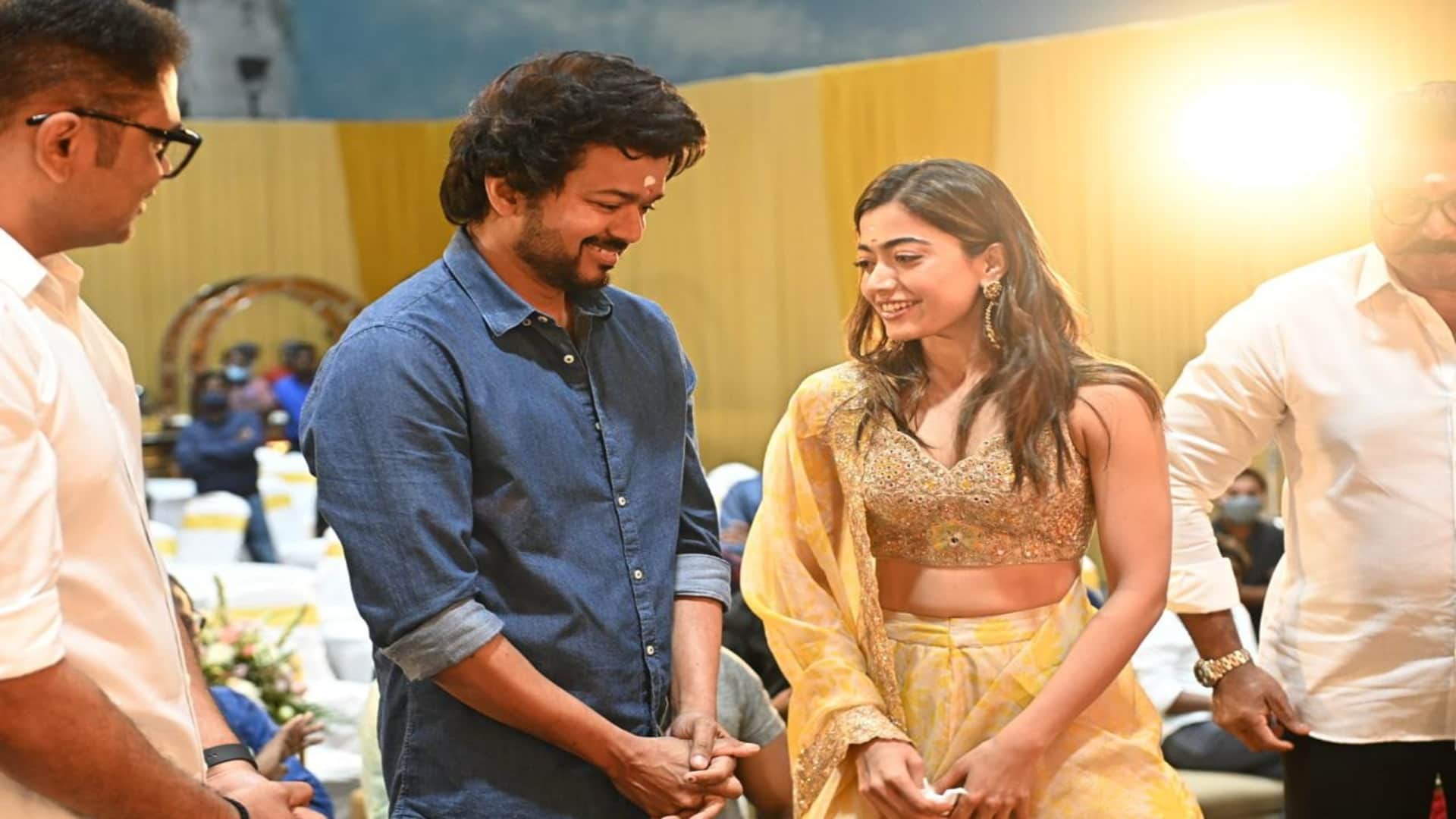 Thalapathy66: rashmika mandanna started the shooting of her second Tamil film see exclusive photos of actress with actor vijay
