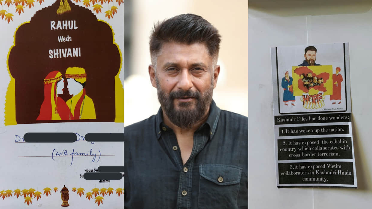 Vivek Agnihotri shares picture of a wedding card having The Kashmir files sticker on it