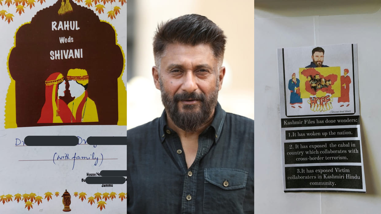 Vivek Agnihotri shares picture of a wedding card having The Kashmir files sticker on it