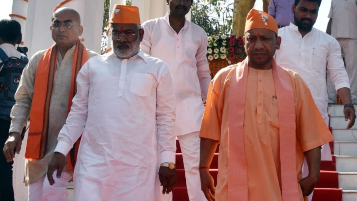 BJP messge with its saffron cap.