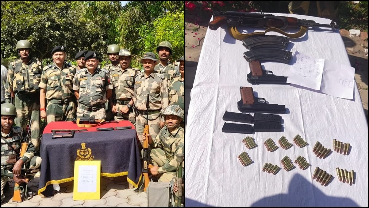 BSF Troops recovered big arms cache in akhnoor international border jammu