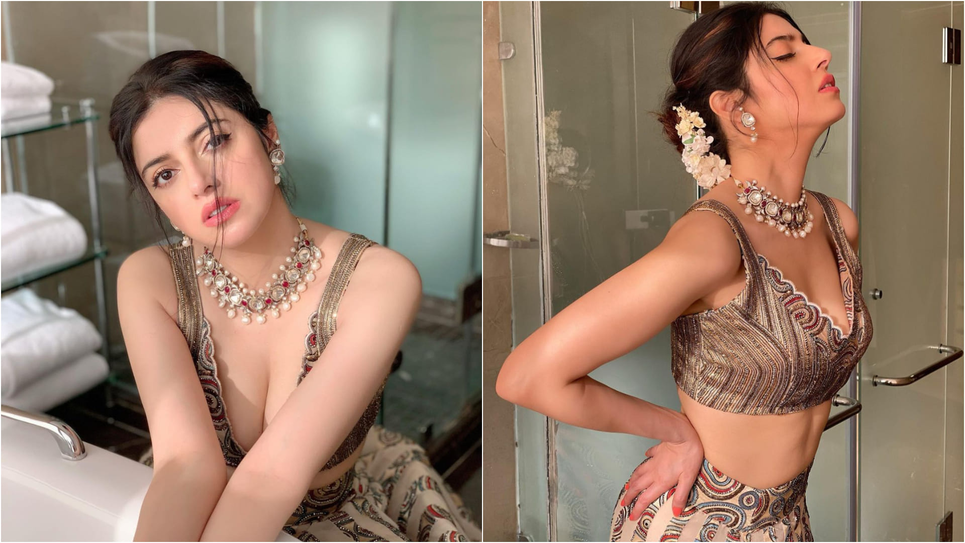 divya khosla kumar in white lace dress look classy