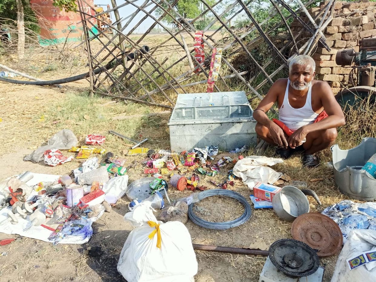 Loss of lakhs due to fire in farm and shop
