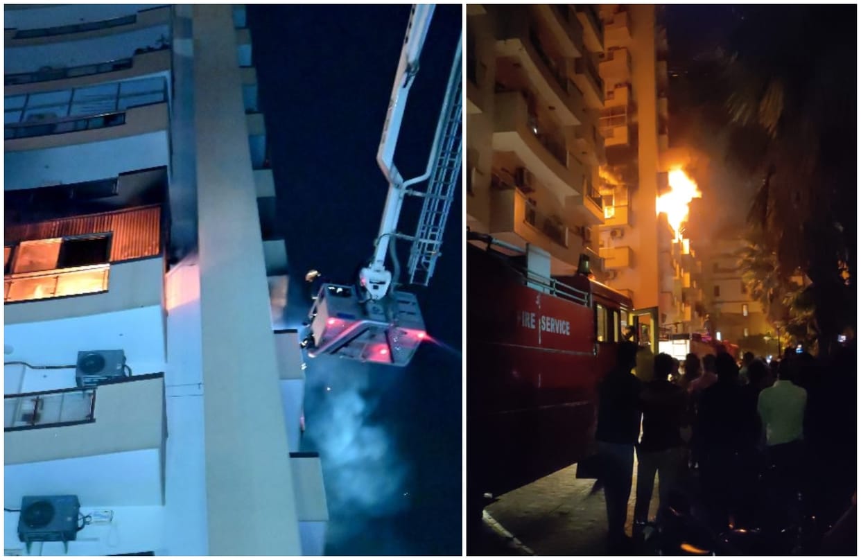 HUge Fire broke out in apartment in varanasi Flames kept rising and people screaming struggle to save lives see in photos