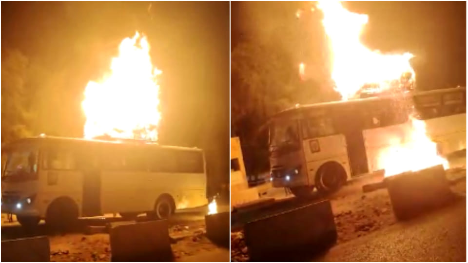 Bus fire in Nagaur a major accident averted due to driver understanding