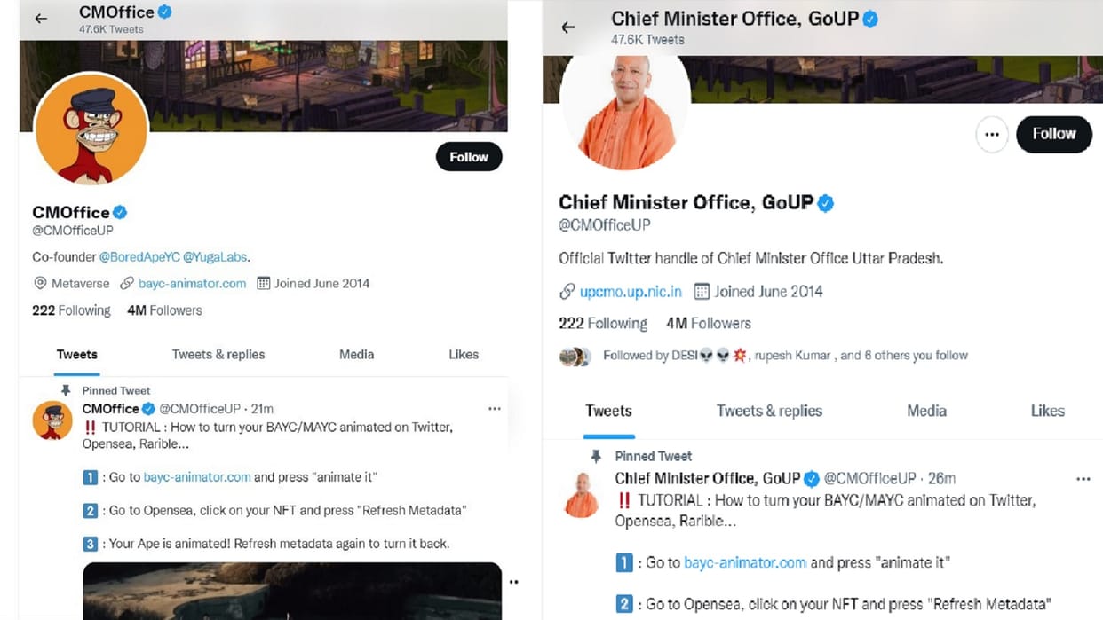 CM Office UP Hacked : Twitter account of UP CM s office hacked, Now Restored Again