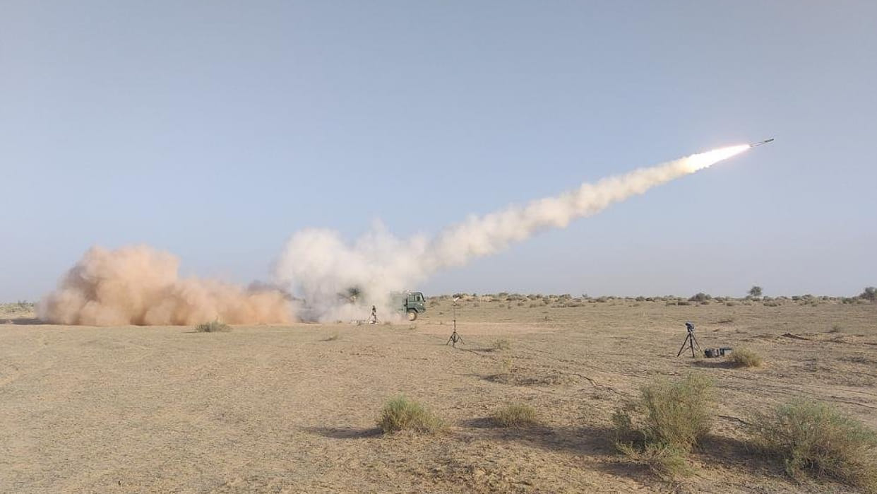 Pinaka MkI Rocket System Pinaka Area Denial Munition rocket systems were successfully flight tested at Pokhran Range