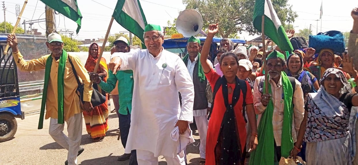Farmers staged a sit-in to implement the MSP Act