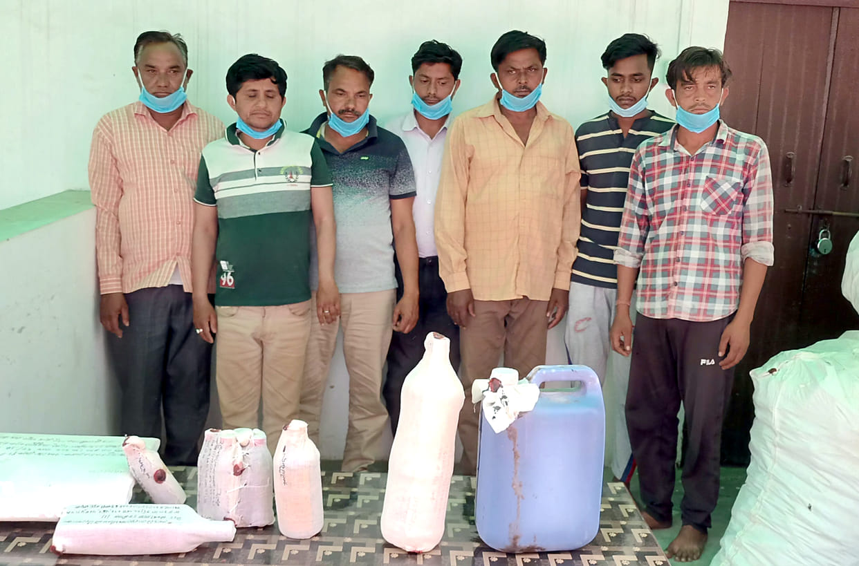 Seven accused of making illegal liquor caught
