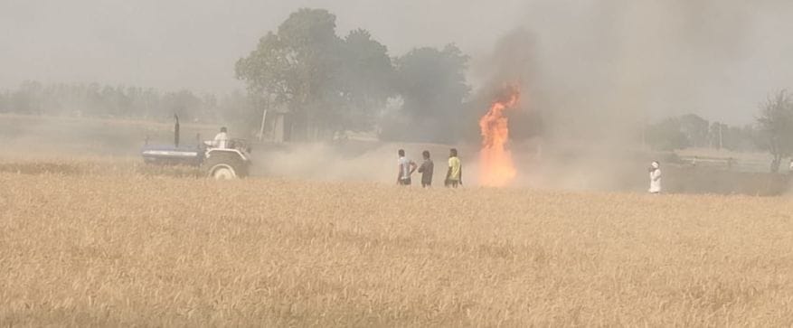 Massive fire broke out in wheat fields in Bapoli and Israna