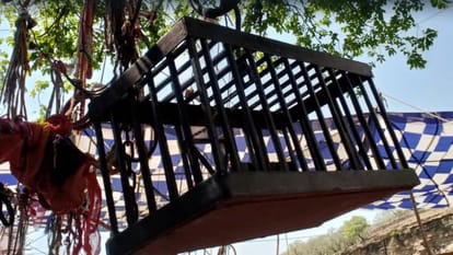 Thieves-robbers offer handcuffs at Joganiya Mata Temple in Chittorgarh