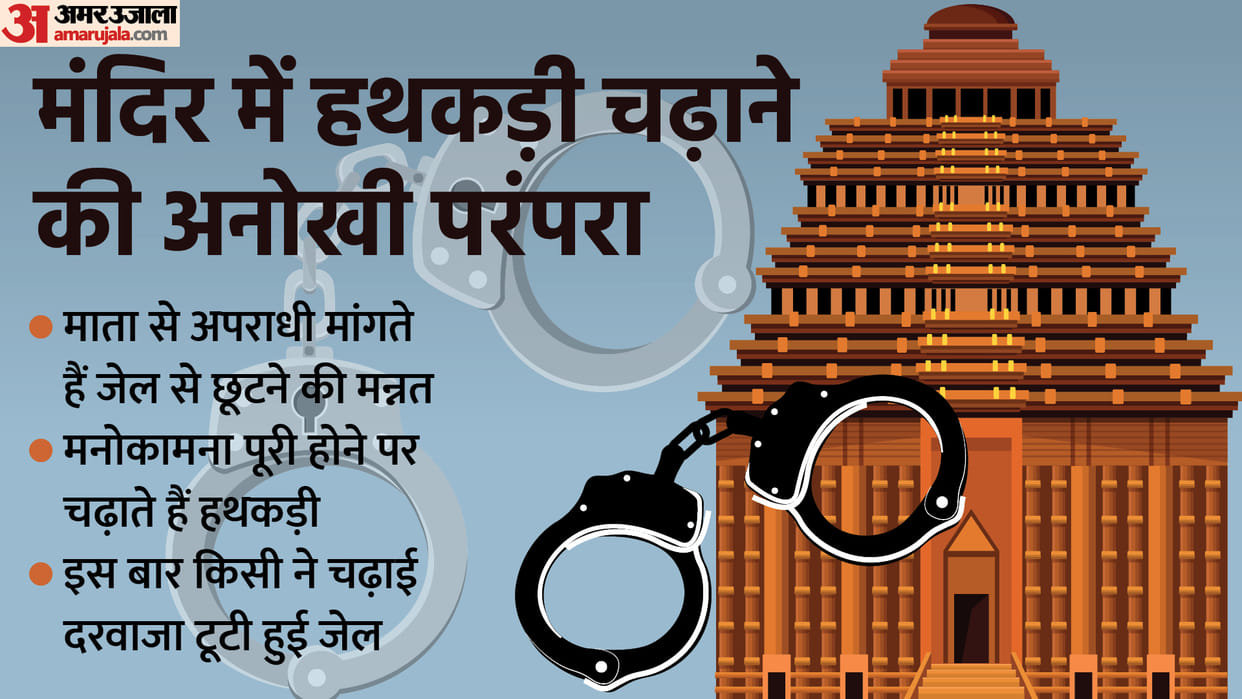 Thieves-robbers offer handcuffs at Joganiya Mata Temple in Chittorgarh