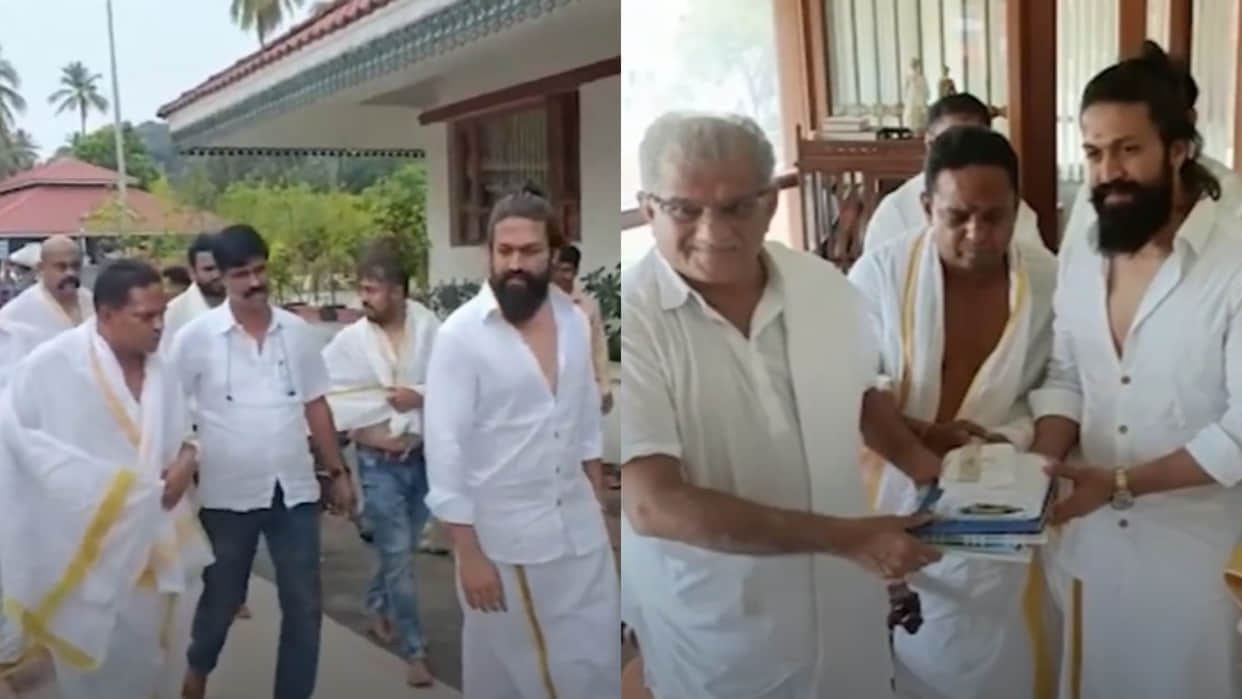 KGF 2 star Yash visit Dharmasthala with Producer Vijay Kiragandur and seeks blessings of Lord Manjunatha