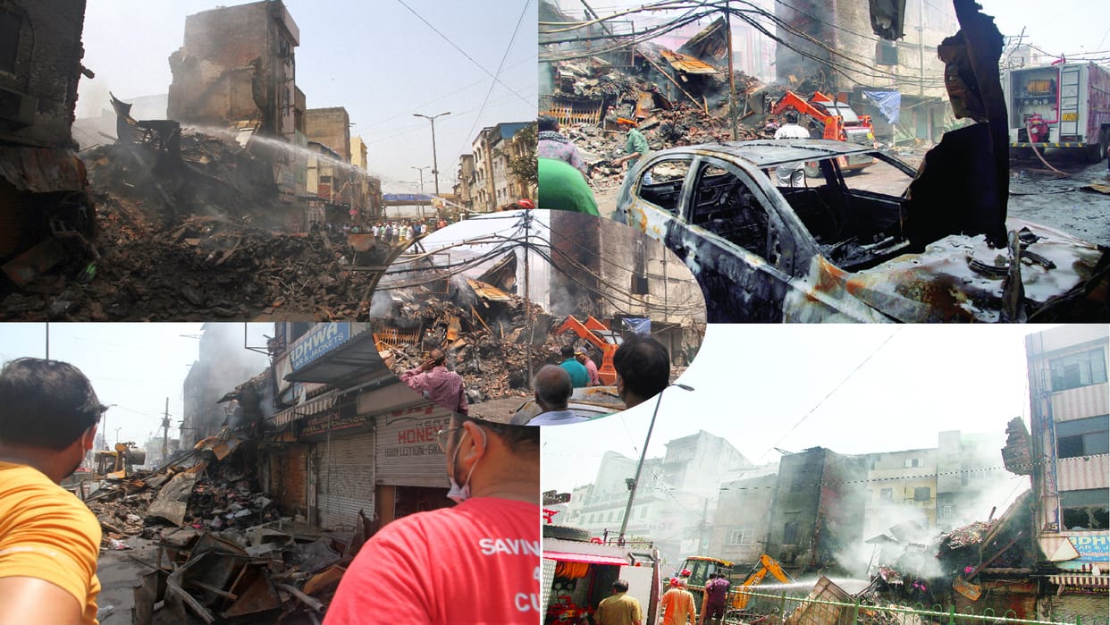 Fire In Delhi Fire broke out in Bada Hindu Rao Azad Market, three buildings were collapsed in delhi