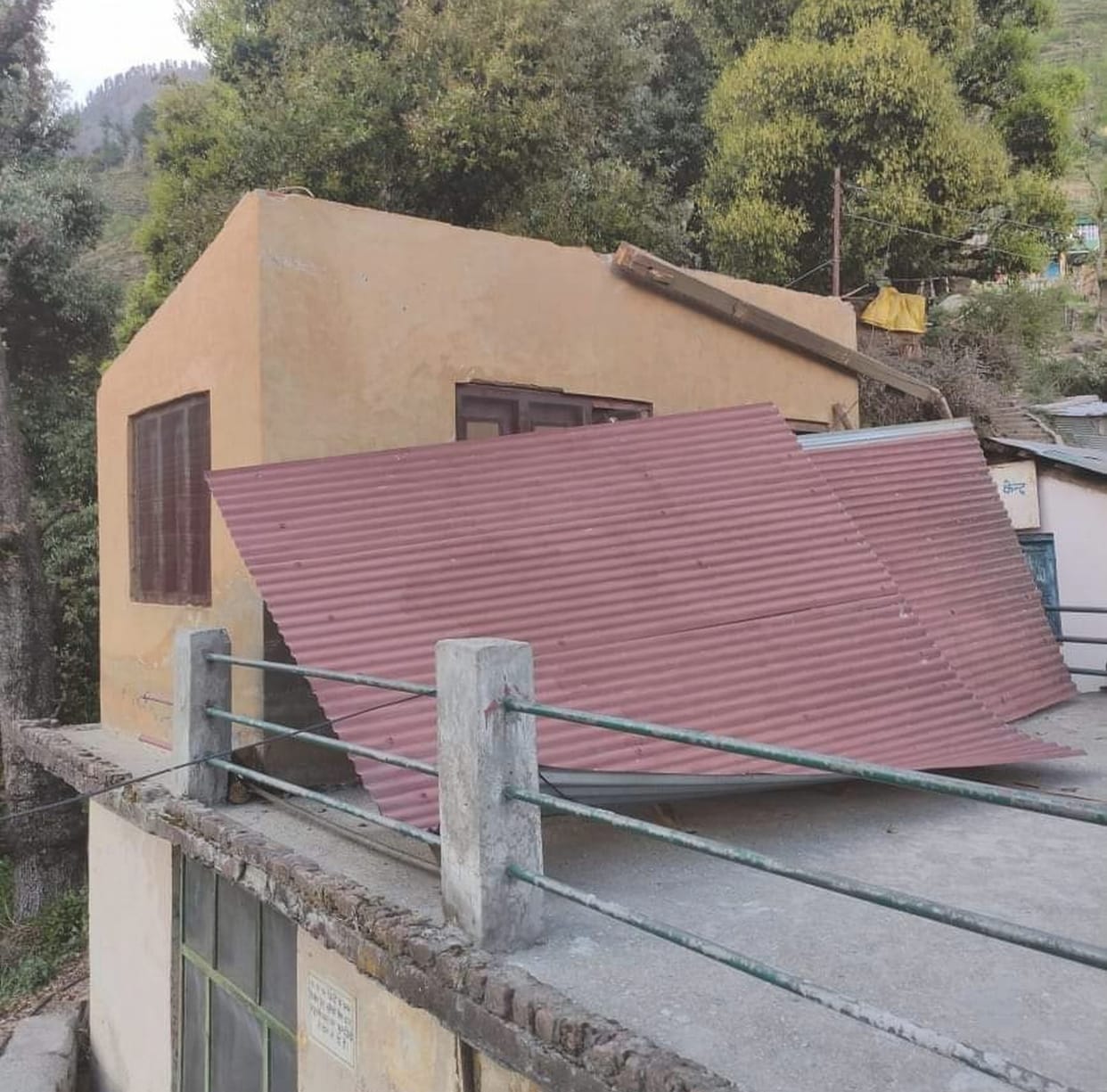 Roofs of schools and houses were blown away by the strong storm