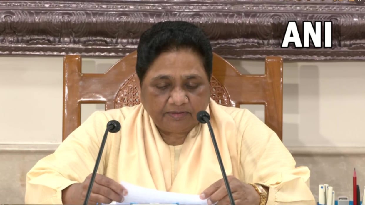 Mayawati criticizes BJP for its policies in her address to party leaders.