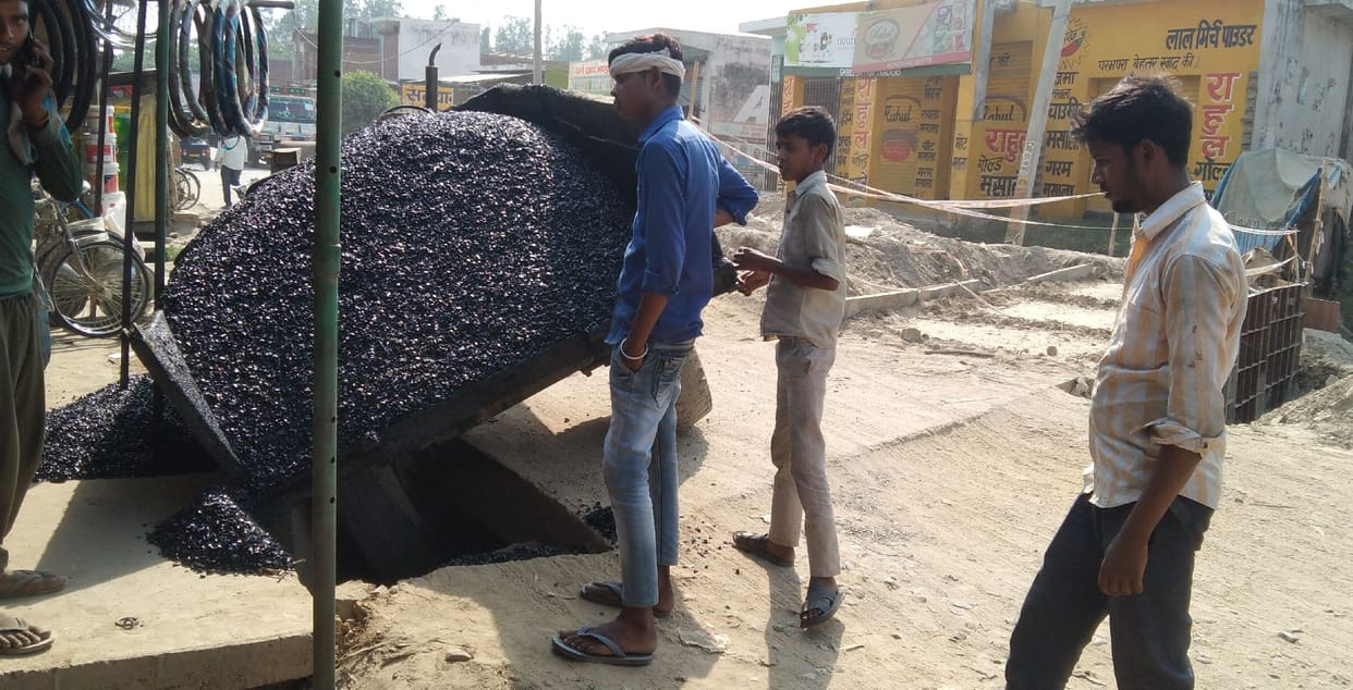 Broken culvert due to tractor trolley passing, jammed