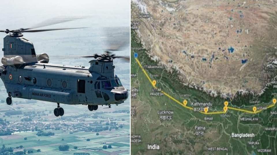 Chinook helicopter undertook the longest non stop helicopter sortie in India