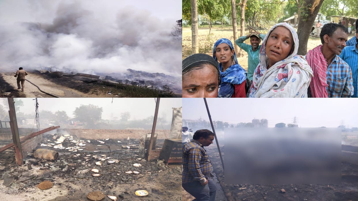 Ghaziabad kanawani village shanties catches fire cow shelters also catches fire 30 to 40 cows burn to death