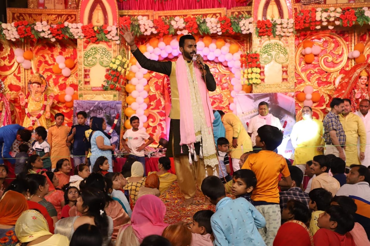 Devotees dance throughout the night in Balaji's Jagran