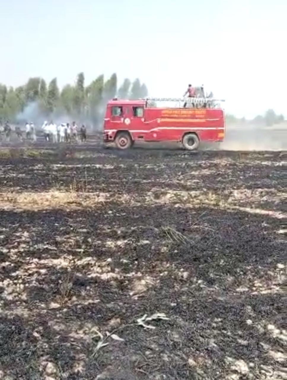 Fire in Jasia's fields, 8 acres of wheat crop burnt