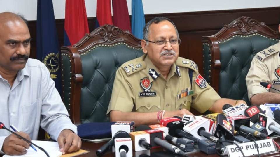 Punjab DGP VK Bhawra holds a press conference