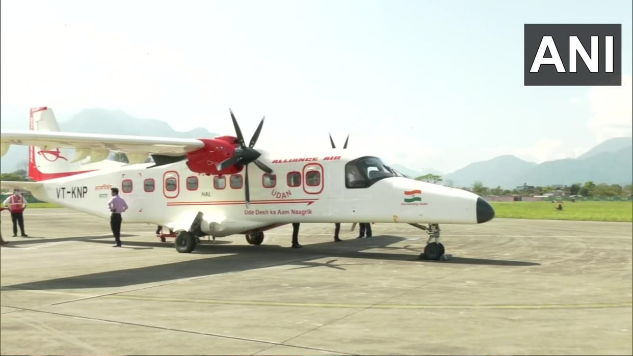 Arunachal Pradesh: Jyotiraditya Scindia along with Kiren Rijiju flagged off the first Made in India Dornier 228 passenger aircraft in Pasighat 