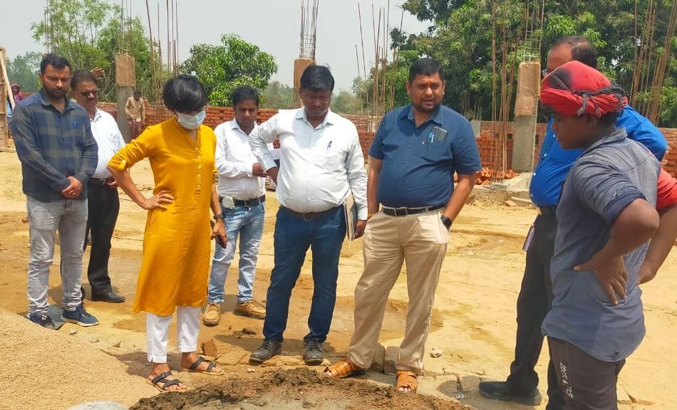 hardoi news,Multi purpose hall was being built with sand and yellow brick