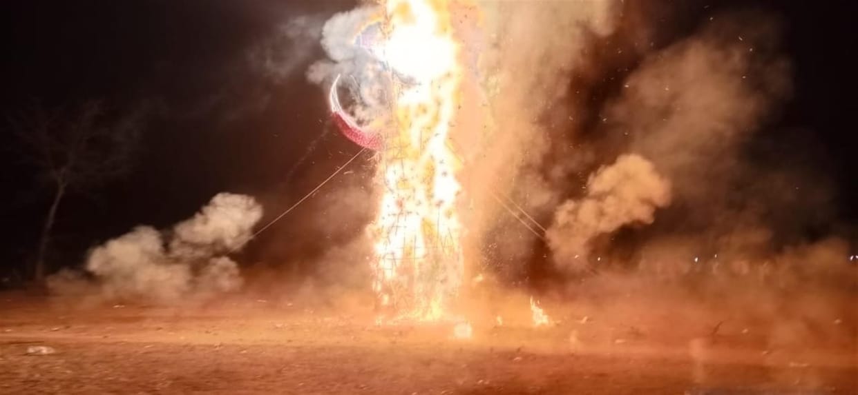 Hathras: The effigy of Ravana is a symbol of evil burnt.