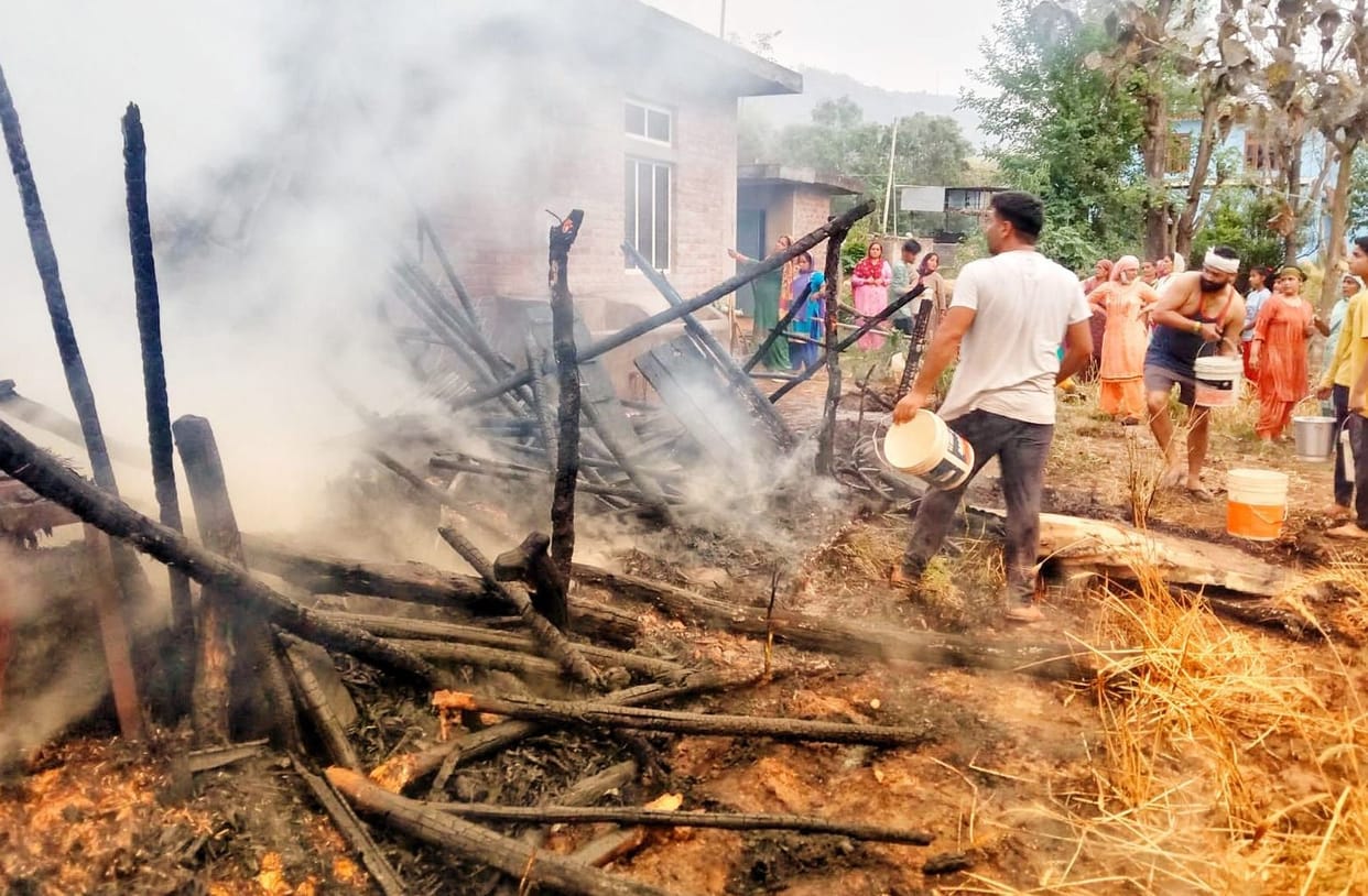Livestock burnt in Lakhroonh, burnt buffalo