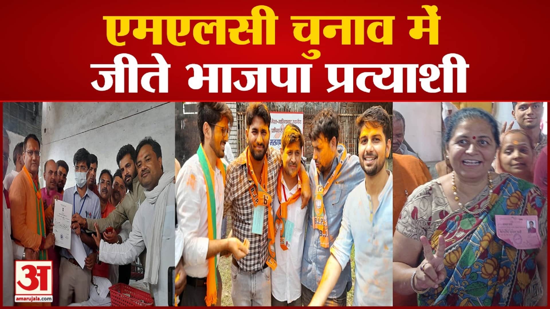 जीत का जश्न मनाते भाजपा कार्यकर्ता।