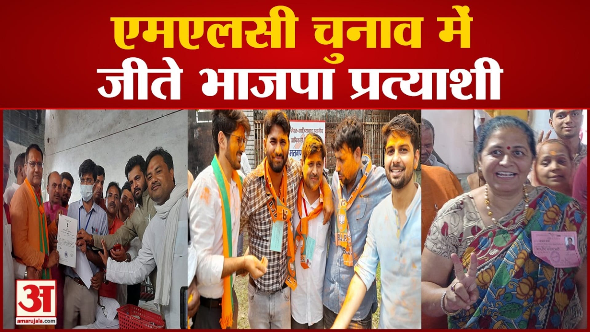 जीत का जश्न मनाते भाजपा कार्यकर्ता।