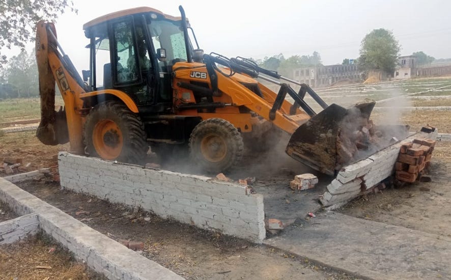 Bulldozer run on illegal colony