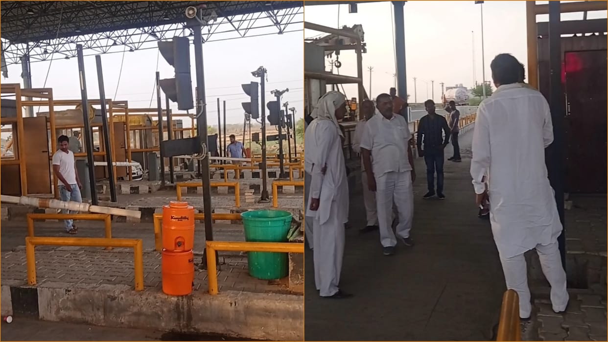 People of three villages protested against toll collection in Badli on KMP