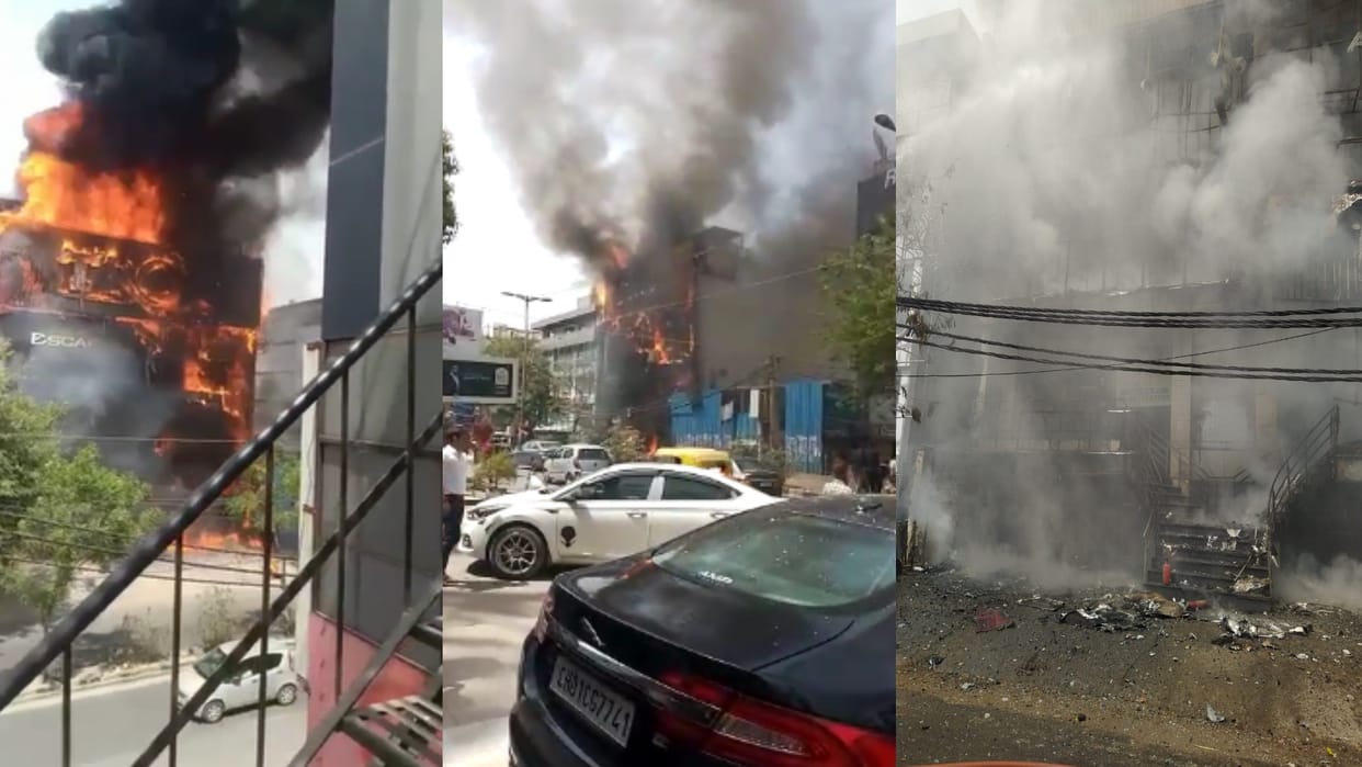 Delhi punjabi bagh troy restaurant catches fire many fire tenders at spot