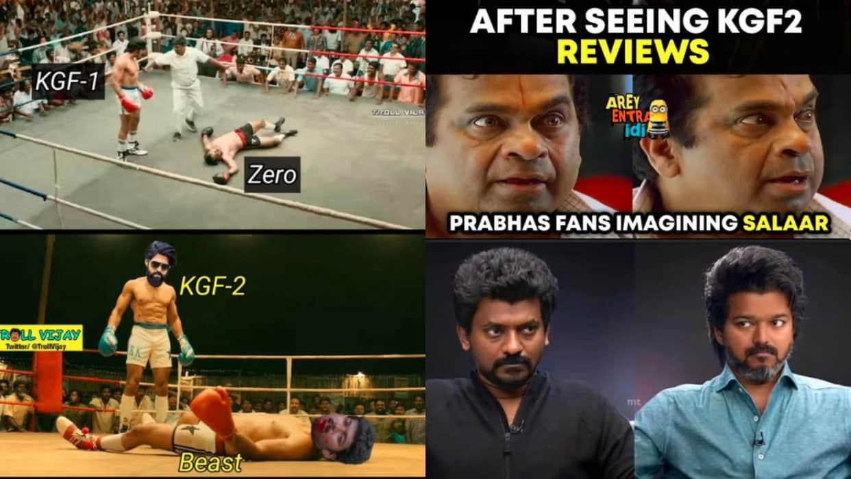 After the release of KGF Chapter 2 mems are being shared on Vijay Beast and Prabhas Salaar