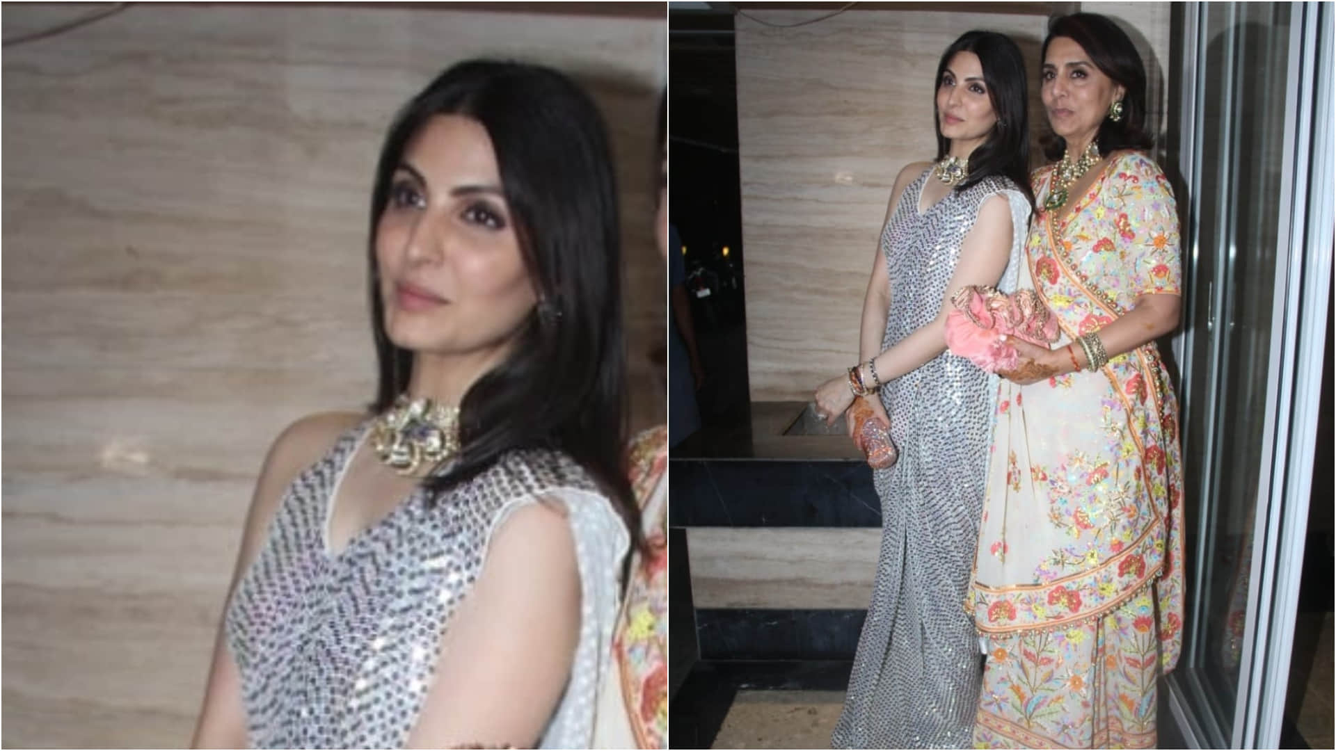 kareena kapoor karisma kapoor to neetu kapoor closer look of mehendi outfit  from alia bhatt ranbir kapoor wedding function