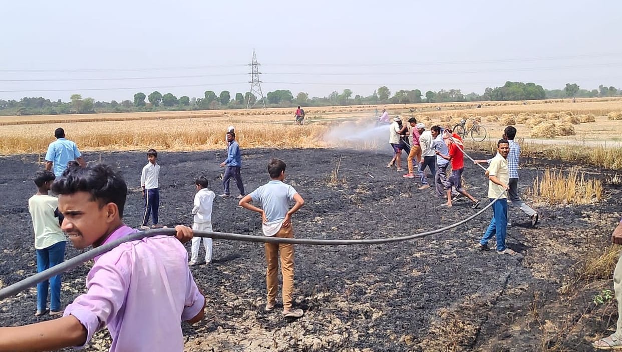 10 beegha crop caught fire