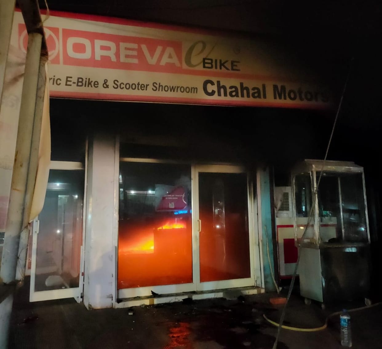 Vehicles burnt due to fire in electric scooter-bike showroom