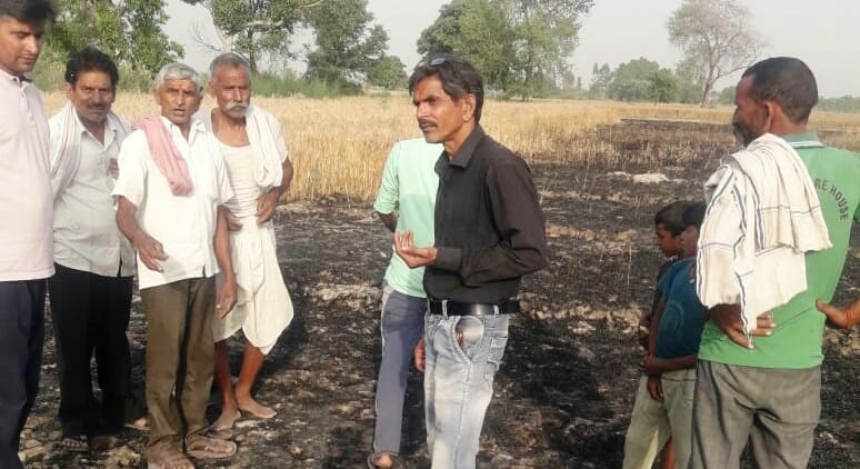 fire on wheat field