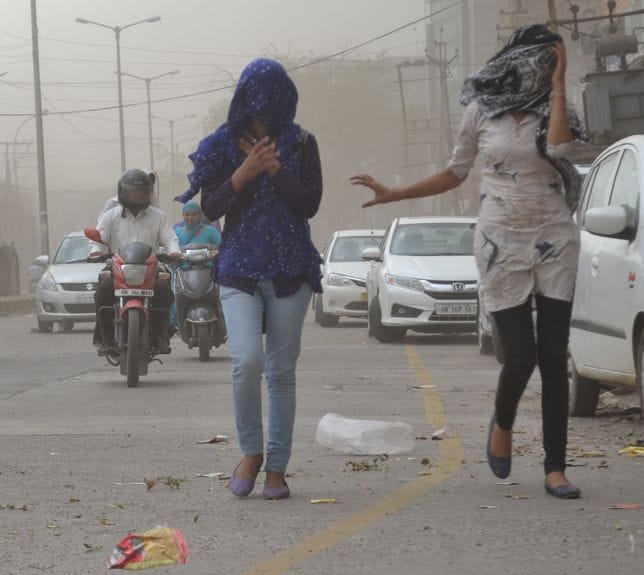 Hot winds blew throughout the day, dust blew in the evening