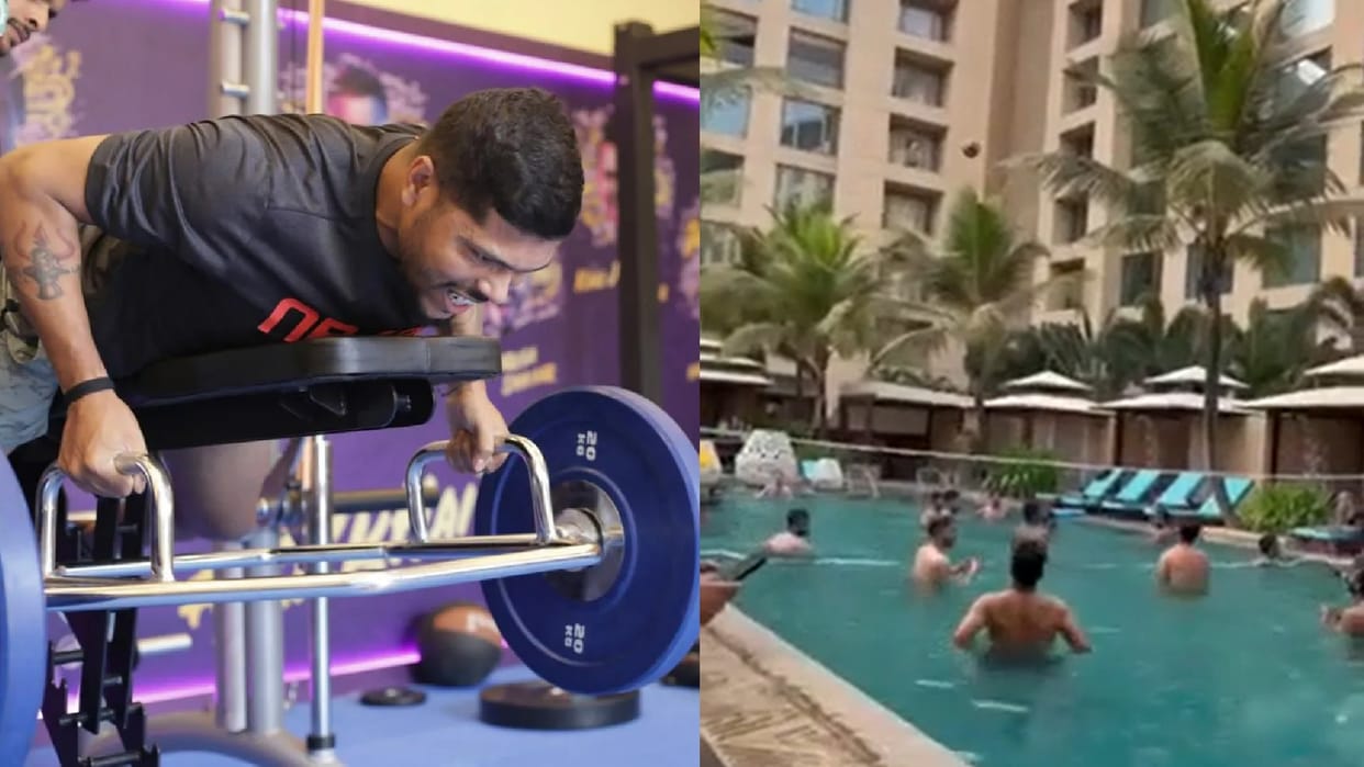 Players chill between IPL Matches Shami played Pool volleyball and Kuldeep waight lifting