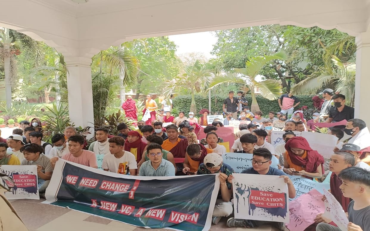 Central Institute of Higher Tibetan Education  Students protested against Dr. Nawang samten who become became Vice Chancellor for fifth time