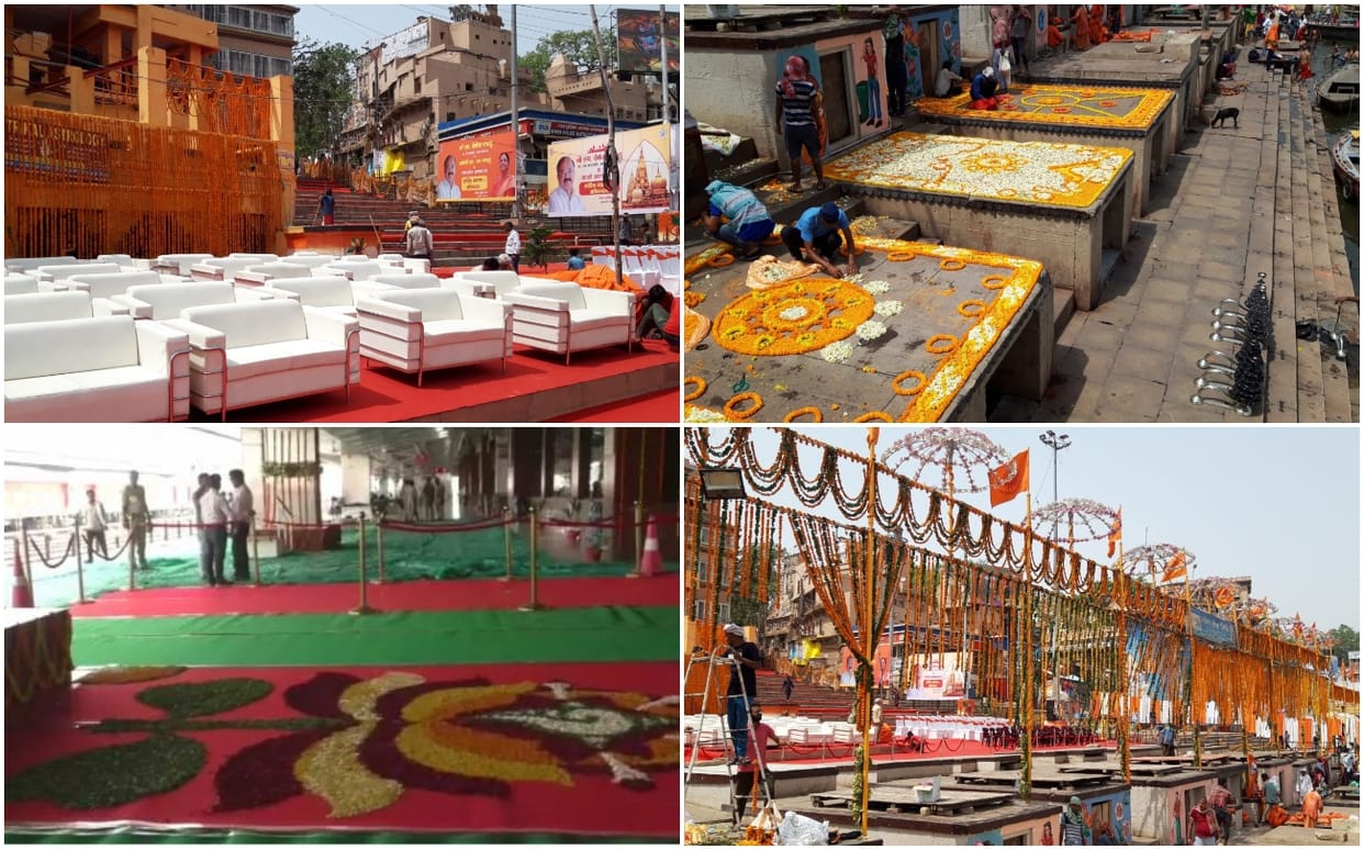 Vice President Venkaiah Naidu Varanasi Visit railway station to ganga aati ghat decoration like dulhan for welcome