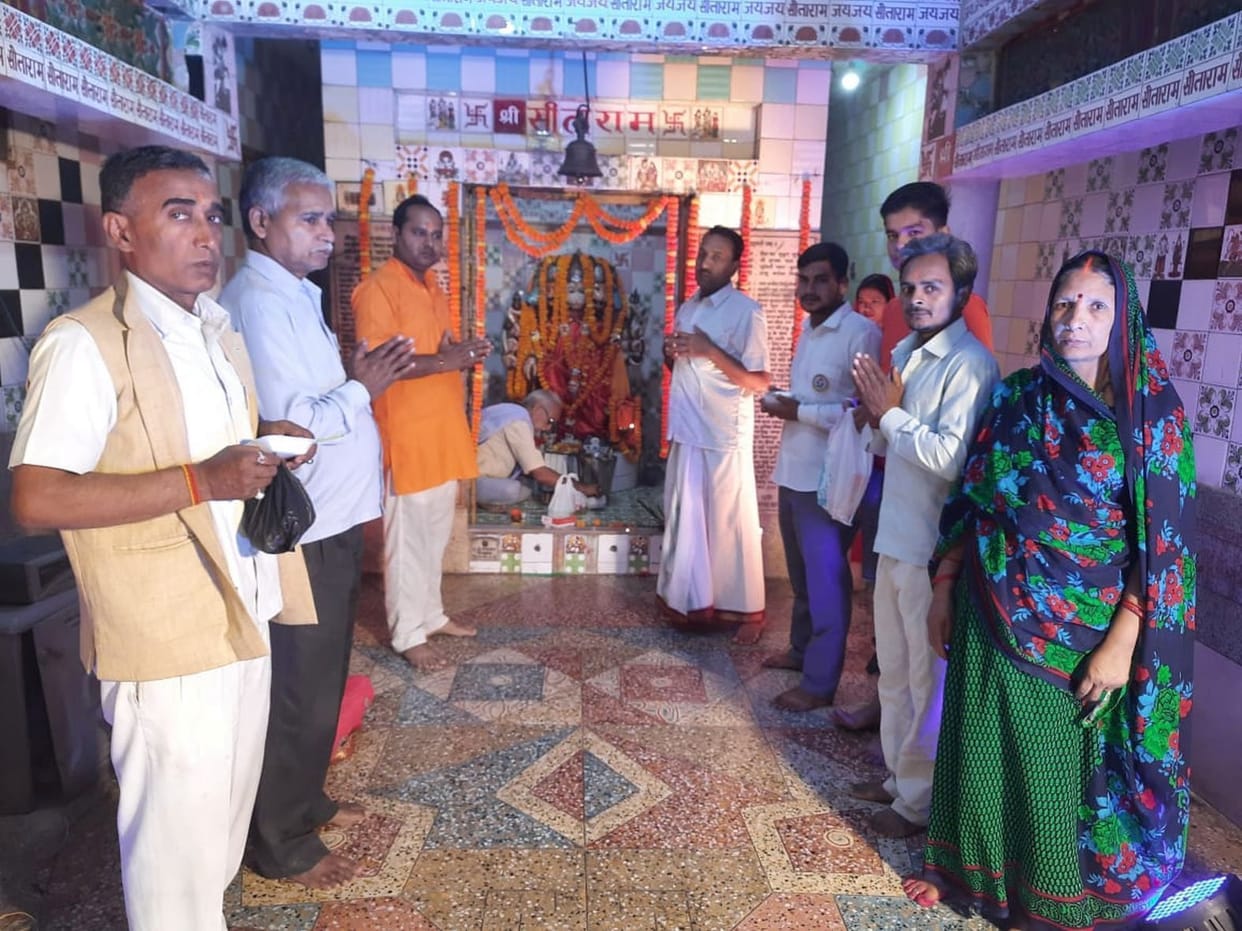 Devotees gathered to worship Bajrangbali